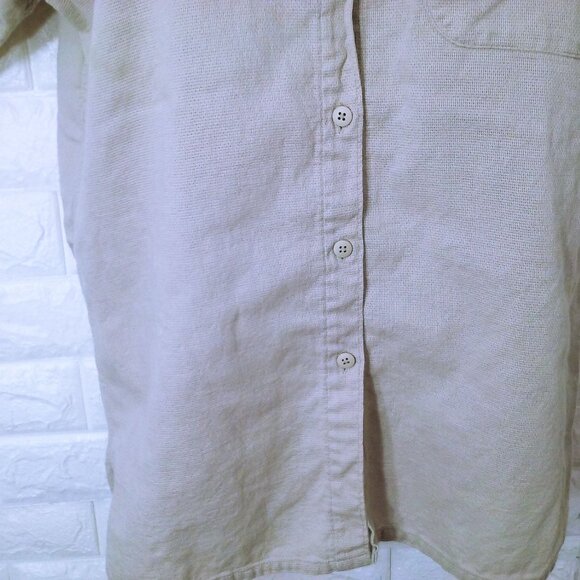 Vintage 80s L.L. Bean Coolweave Shirt Top Lady-M Cotton ButtonUp SSL Vents Tan - Picture 7 of 16
